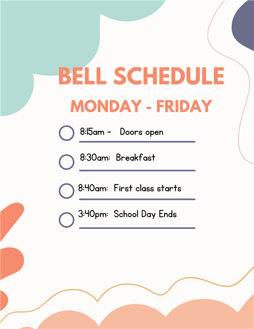 Monday - Friday bell schedule